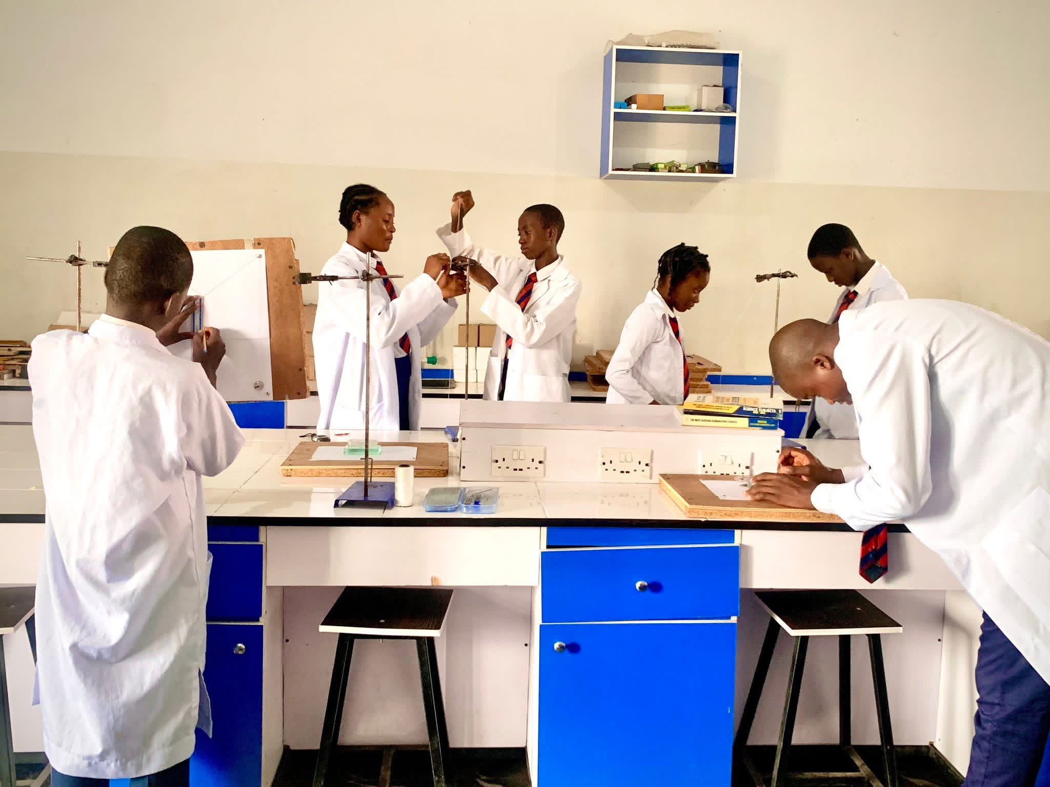 Students in science laboratory session